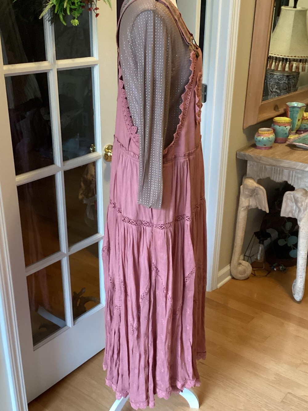 Free People Dusty Rose Pink Cotton Maxi Skirt Overalls - Picture 10 of 16